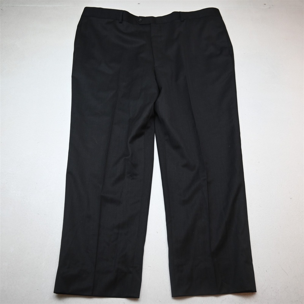 Joseph Feiss 46x30 Charcoal Gray 100% Wool Flat Front Classic Dress Mens Pants